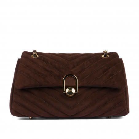 Damen Umhängetasche 052g Wildleder Kaffee