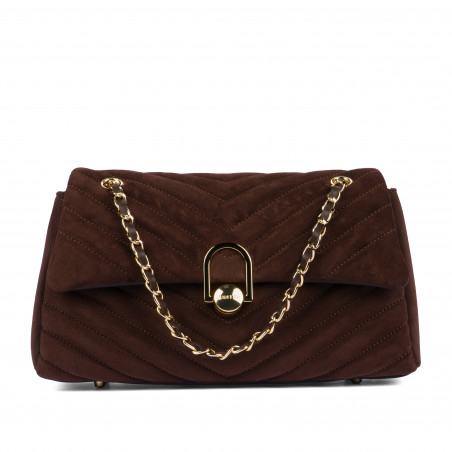 Damen Umhängetasche 052g Wildleder Kaffee