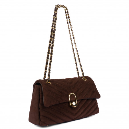 Damen Umhängetasche 052g Wildleder Kaffee