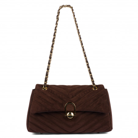 Damen Umhängetasche 052g Wildleder Kaffee