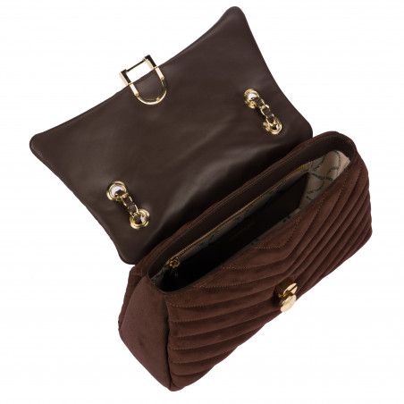 Damen Umhängetasche 052g Wildleder Kaffee