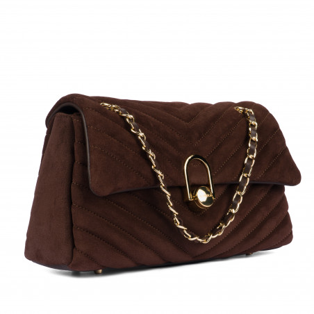 Damen Umhängetasche 052g Wildleder Kaffee