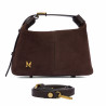 Damentasche Handtasche 037-1g Wildleder Kaffeebohnen