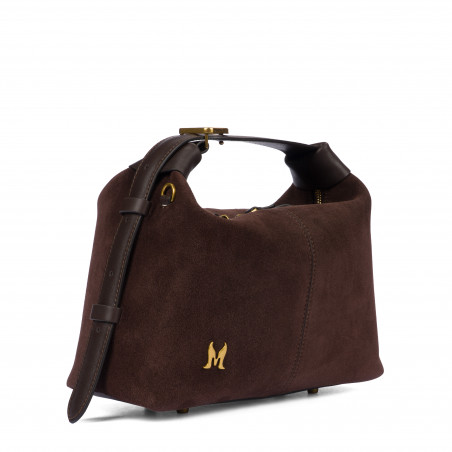 Damentasche Handtasche 037-1g Wildleder Kaffeebohnen