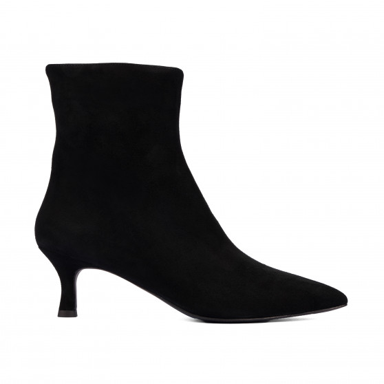 Damenstiefeletten mit Absatz 1416 schwarz Velours