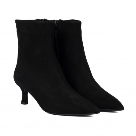 Damenstiefeletten mit Absatz 1416 schwarz Velours