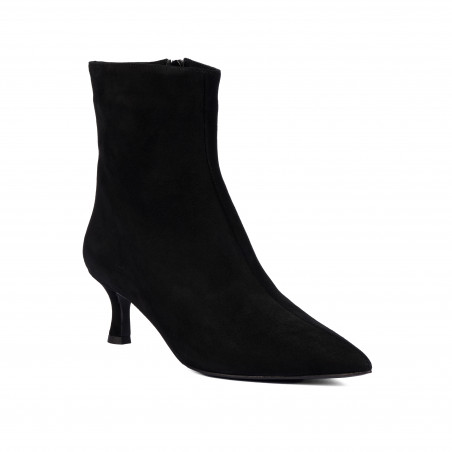 Damenstiefeletten mit Absatz 1416 schwarz Velours