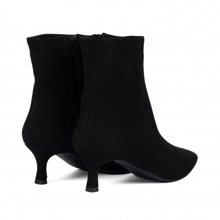 Damenstiefeletten mit Absatz 1416 schwarz Velours
