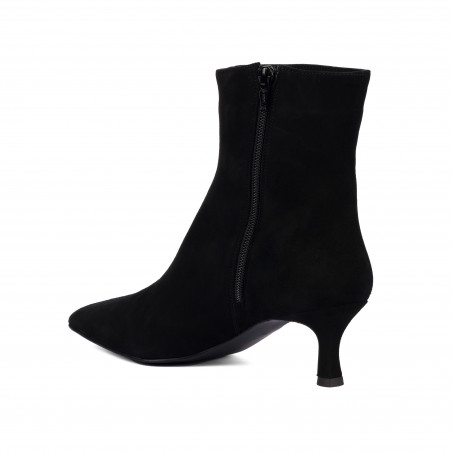 Damenstiefeletten mit Absatz 1416 schwarz Velours