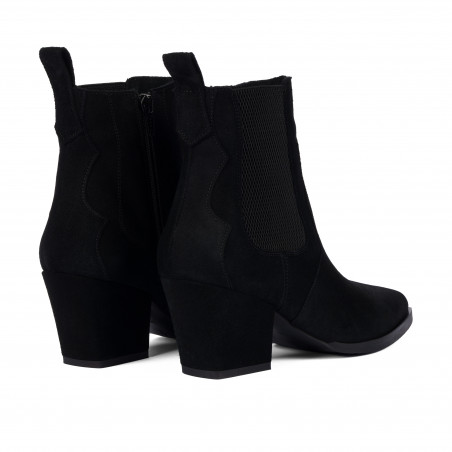 Damen-Stiefeletten mit Absatz 1418 schwarz Velours