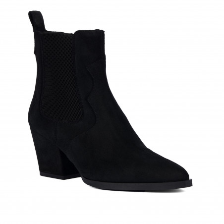 Damen-Stiefeletten mit Absatz 1418 schwarz Velours