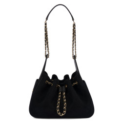 Damenschultertasche 062g schwarzes Wildleder