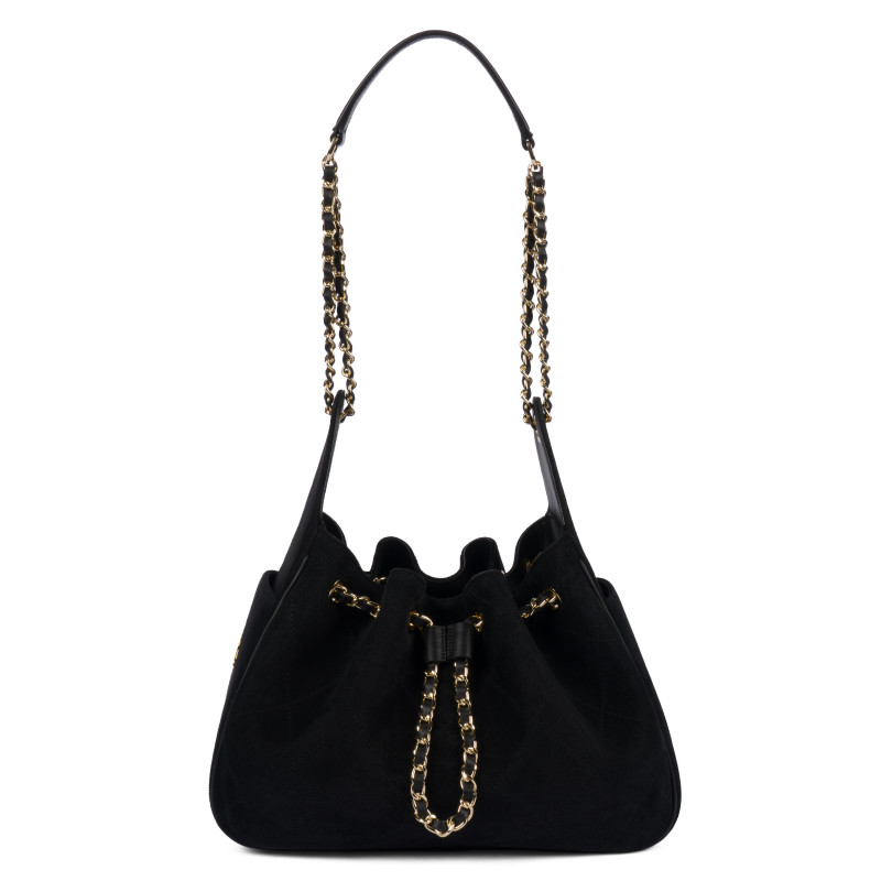 Damenschultertasche 062g schwarzes Wildleder
