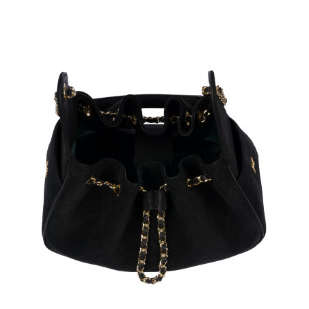 Damenschultertasche 062g schwarzes Wildleder