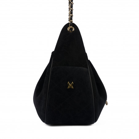 Damenschultertasche 062g schwarzes Wildleder
