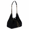 Damenschultertasche 062g schwarzes Wildleder