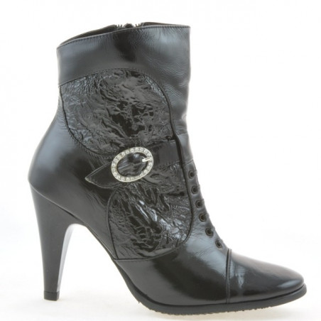 Damenstiefeletten 1102 Crepe Lack Schwarz