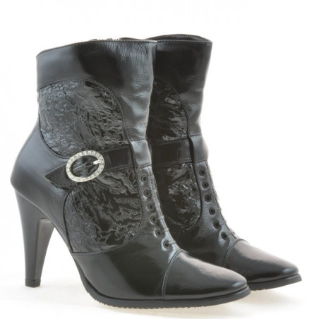 Damenstiefeletten 1102 Crepe Lack Schwarz