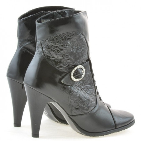 Damenstiefeletten 1102 Crepe Lack Schwarz
