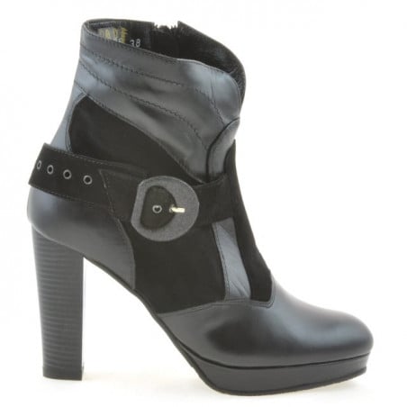 Damenstiefeletten 1126 schwarz+schwarz Antilope