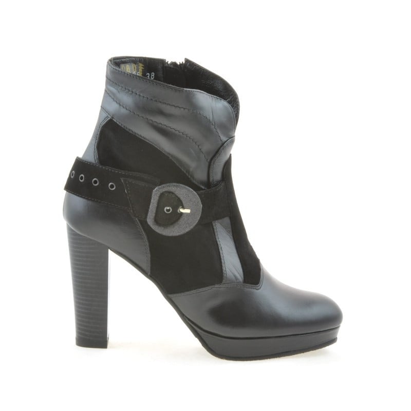 Damenstiefeletten 1126 schwarz+schwarz Antilope