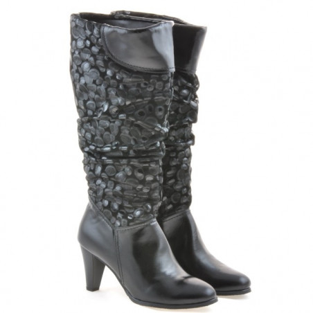 Damenstiefel 1120 Lack Schwarz + Antilope Ballon
