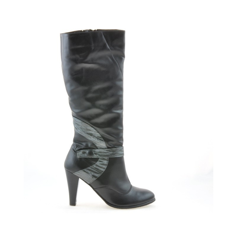 Damenstiefel 1119 schwarz+grau