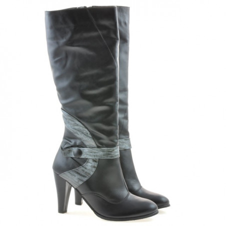 Damenstiefel 1119 schwarz+grau