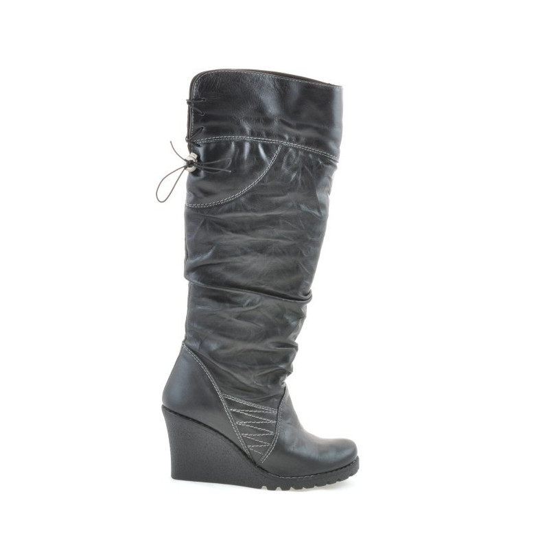 Damenstiefel 226 schwarz+schwarz Crepesohle