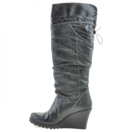 Damenstiefel 226 schwarz+schwarz Crepesohle