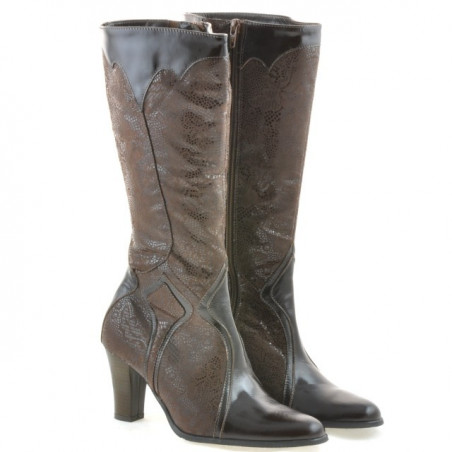 Damenstiefel 1111 Lack Kaffee+Kaffee Antilope