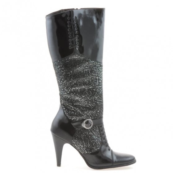 Damenstiefel 1109 kombinierter schwarzer Lack Damenstiefel 1109 kombinierter schwarzer Lack