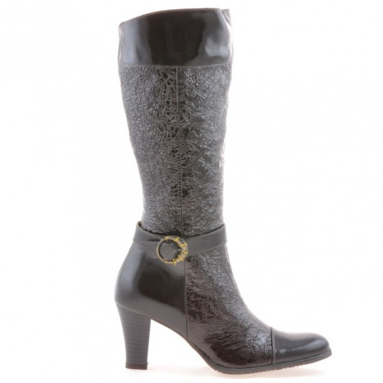 Damenstiefel 017 Krep Lack Kaffee