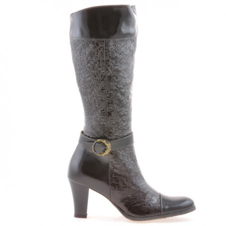 Damenstiefel 017 Krep Lack Kaffee