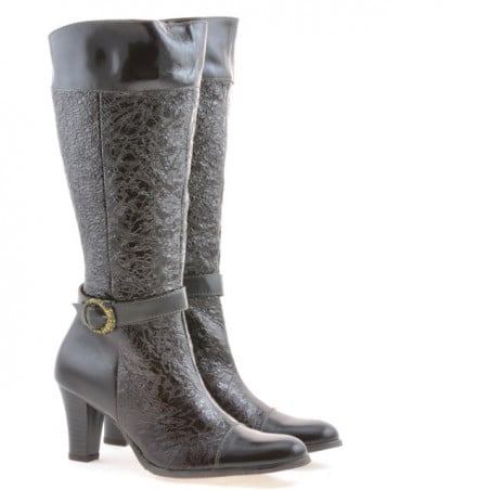 Damenstiefel 017 Krep Lack Kaffee