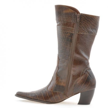 Damenstiefel 298 Croco Cognac