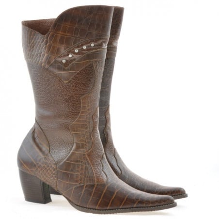 Damenstiefel 298 Croco Cognac