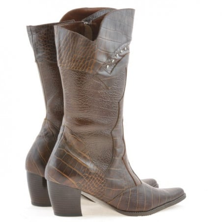 Damenstiefel 298 Croco Cognac