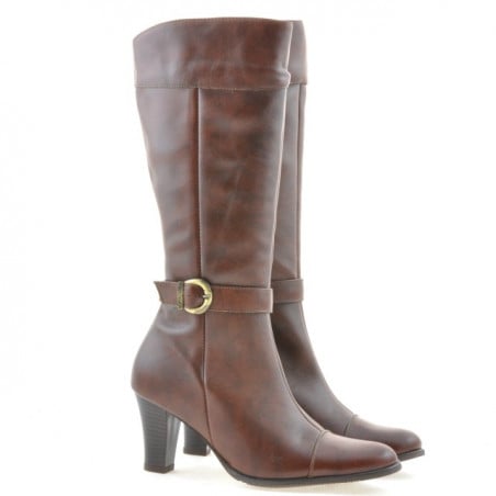 Damenstiefel 017 in kombinierter Cognacfarbe