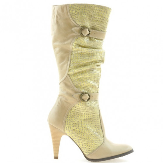 Damenstiefel 008 Kroko Beige Damenstiefel 008 Kroko Beige