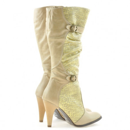 Damenstiefel 008 Kroko Beige