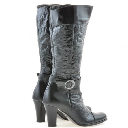 Damenstiefel 017 schwarzer Lack crep