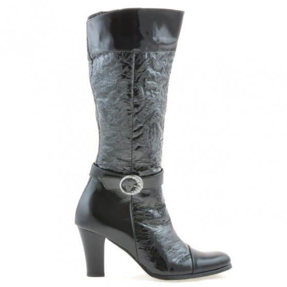 Damenstiefel 017 schwarzer Lack crep Damenstiefel 017 schwarzer Lack crep
