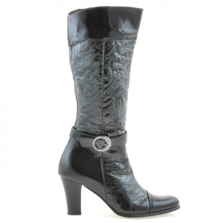 Damenstiefel 017 schwarzer Lack crep
