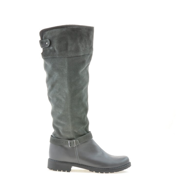 Damenstiefel 3225 graues Veloursleder