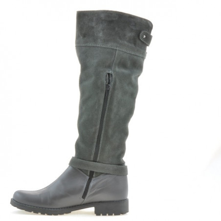 Damenstiefel 3225 graues Veloursleder