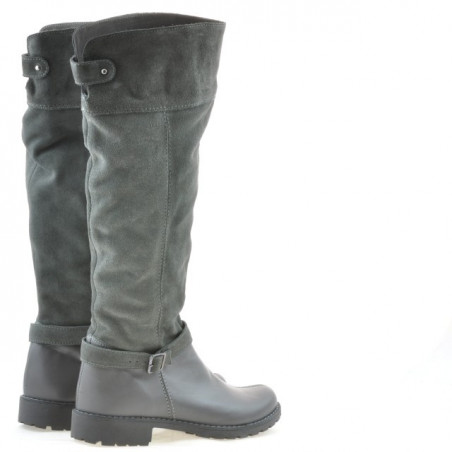 Damenstiefel 3225 graues Veloursleder