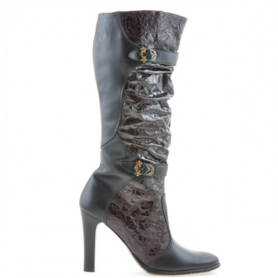 Damenstiefel 008-2 schwarz+bordeaux kombiniert