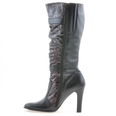 Damenstiefel 008-2 schwarz+bordeaux kombiniert