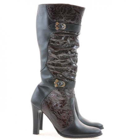 Damenstiefel 008-2 schwarz+bordeaux kombiniert
